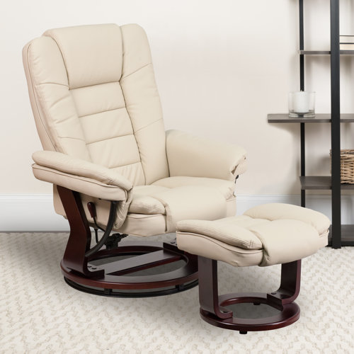 Charlton Home® 32.75" Wide Manual Swivel Standard Recliner with Ottoman